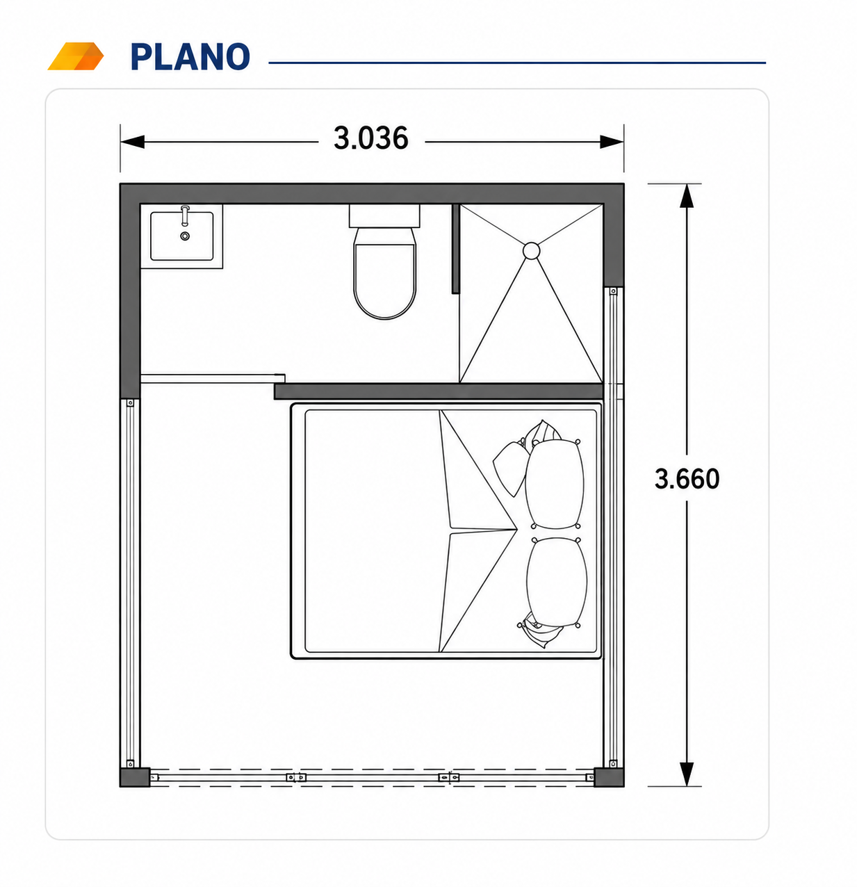 Plano de la cabaña Cabina con medidas
