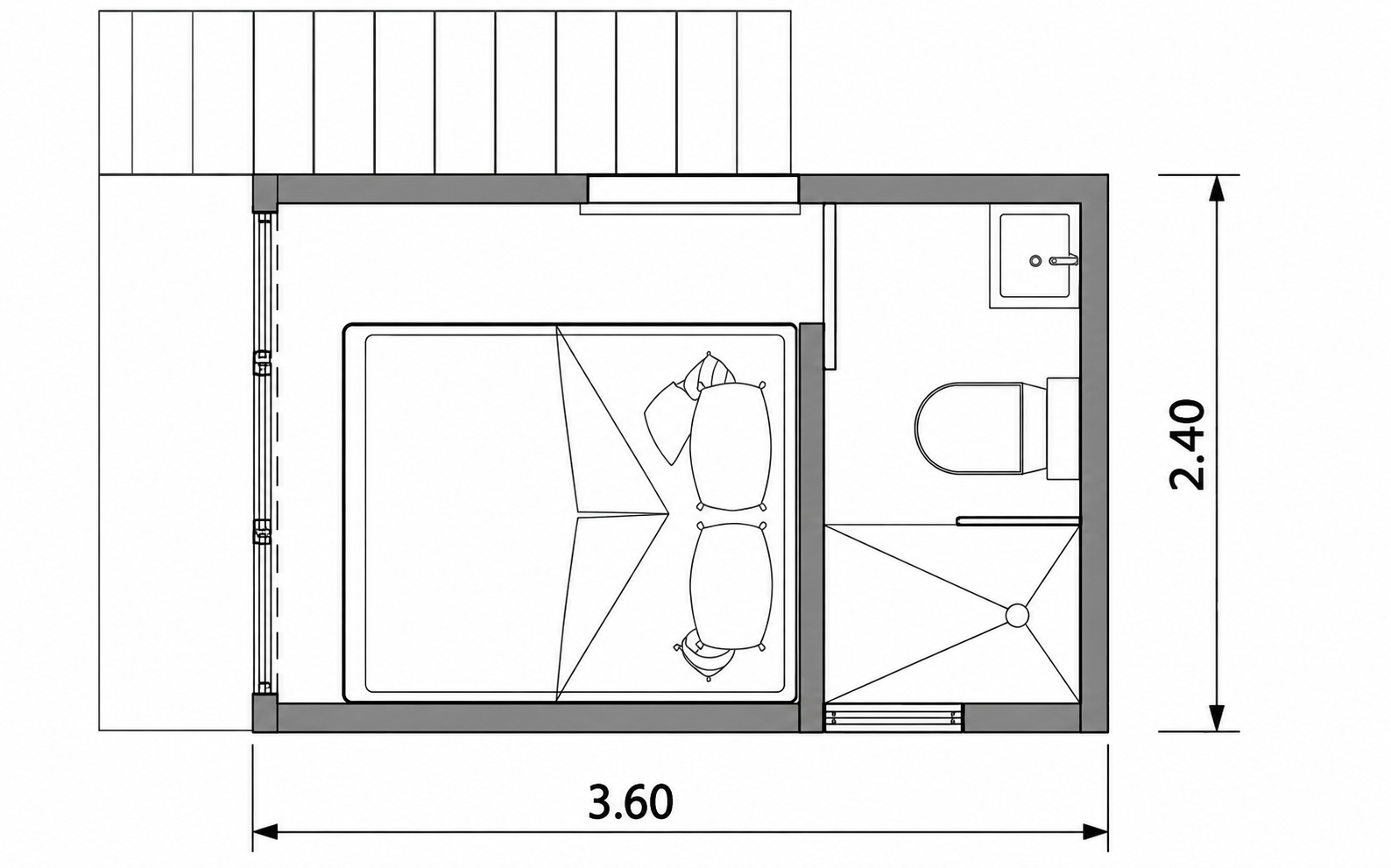 Plano de la cabaña Nido con medidas